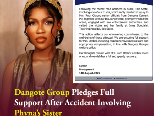 Dangote Group Pledges Full Support After Accident Involving Phyna’s Sister